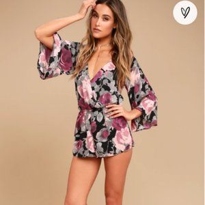Black Floral Print Romper